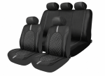 Set Complet Huse Auto Universale Premium – 9 Piese, Piele Ecologica Negru/Gri