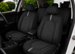 Set Complet Huse Auto Universale Premium – 9 Piese, Piele Ecologica Negru/Gri
