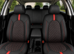Set Complet Huse Auto Universale Premium – 9 Piese, Piele Ecologica Negru/Rosu