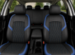 Set Complet Huse Auto Universale Premium – 9 Piese, Piele Ecologica Negru/Albastru