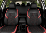 Set Complet Huse Auto Universale Premium – 9 Piese, Piele Ecologica Negru/Rosu