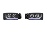 Set faruri LED stanga + dreapta cu lupe pentru IVECO STRALIS 24V – DRL, Startup Effect, OEM 5801571746 / 5801571745