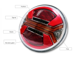 Set 4 bucati Stopuri LED rotunde cu 5 functii pentru remorca / camion – Pozitie Neon, Stop, Semnalizare, Marsarier si Ceata, 12V-24V