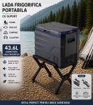 Set Camping Flexzon - Lada Frigorifica Portabila SMART 43.6L + Suport Pliabil Reglabil din Aluminiu 60kg