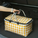 Cos de Picnic Pliabil 30L - Termoizolant, Cadru Aluminiu, Capac cu Fermoar pentru Camping, Excursii si Cumparaturi