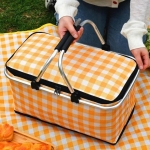 Cos de Picnic Pliabil 30L - Termoizolant, Cadru Aluminiu, Capac cu Fermoar pentru Camping, Excursii si Cumparaturi