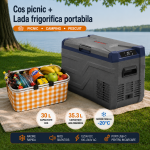 Set Camping Flexzon - Lada Frigorifica Portabila SMART 35.3L + Cos de Picnic Pliabil Termoizolant 30L