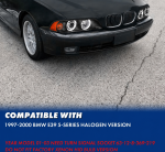Faruri cu Angel Eyes pentru BMW E39 (1997–2003) Carcasa neagra, lentila clara, becuri halogen