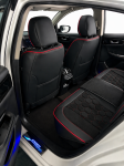 Set Huse Auto universale luxoase din piele ecologica si alcantara, Negru-Rosu pentru scaunele din fata si din spate