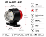 Lampa Laterala Gabarit LED rosu/alb 12-24V, IP67, pentru camion, remorca, semiremorca, rulota si utilaje speciale