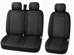 Set Huse Universale 2+1 din Piele Ecologica pentru Microbuz – Negru cu Cusatura Alba