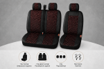 Set Huse Universale 2+1 din Piele Ecologica pentru Microbuz – Negru cu Cusatura Rosie