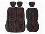 Set Huse Universale 2+1 din Piele Ecologica pentru Microbuz – Negru cu Cusatura Rosie