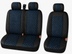 Set Huse Universale 2+1 din Piele Ecologica pentru Microbuz – Negru cu Cusatura Albastra