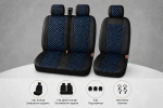 Set Huse Universale 2+1 din Piele Ecologica pentru Microbuz – Negru cu Cusatura Albastra