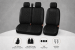Set Huse Universale 2+1 din Piele Ecologica pentru Microbuz – Negru cu Cusatura Neagra