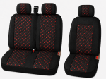 Set Huse Universale 2+1 din Material Textil pentru Microbuz – Negru cu Cusatura Rosie