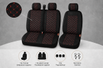 Set Huse Universale 2+1 din Material Textil pentru Microbuz – Negru cu Cusatura Rosie