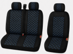Set Huse Universale 2+1 din Material Textil pentru Microbuz – Negru cu Cusatura Albastra