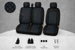 Set Huse Universale 2+1 din Material Textil pentru Microbuz – Negru cu Cusatura Albastra