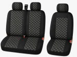 Set Huse Universale 2+1 din Material Textil pentru Microbuz – Negru cu Cusatura Alba