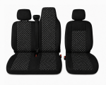 Set Huse Textile pentru Renault Master III 2010-2019 – Negru cu Cusatura Alba