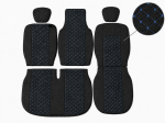 Set Huse Textile pentru Renault Master III 2010-2019 – Negru cu Cusatura Albastra