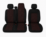 Set Huse Textile pentru Renault Master III 2010-2019 – Negru cu Cusatura Rosie