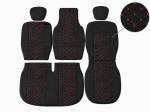 Set Huse Textile pentru Renault Master III 2010-2019 – Negru cu Cusatura Rosie