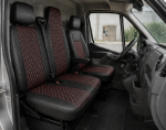 Set Huse din Piele Ecologica pentru Renault Master III 2010-2019 – Negru cu Cusatura Rosie
