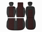 Set Huse din Piele Ecologica pentru Renault Master III 2010-2019 – Negru cu Cusatura Rosie
