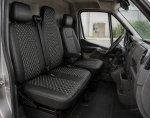 Set Huse din Piele Ecologica pentru Renault Master III 2010-2019 – Negru cu Cusatura Alba