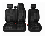 Set Huse din Piele Ecologica pentru Renault Master III 2010-2019 – Negru cu Cusatura Alba