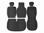Set Huse din Piele Ecologica pentru Renault Master III 2010-2019 – Negru cu Cusatura Alba