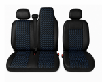 Set Huse din Piele Ecologica pentru Renault Master III 2010-2019 – Negru cu Cusatura Albastra