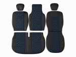 Set Huse din Piele Ecologica pentru Renault Master III 2010-2019 – Negru cu Cusatura Albastra