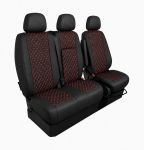 Set Huse din Piele Ecologica pentru Mercedes Sprinter W906 2006-2018 – Negru cu Cusatura Rosie