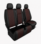 Set Huse din Piele Ecologica pentru Mercedes Sprinter W906 2006-2018 – Negru cu Cusatura Rosie