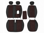 Set Huse din Piele Ecologica pentru Mercedes Sprinter W906 2006-2018 – Negru cu Cusatura Rosie