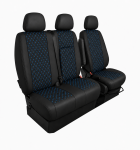 Set Huse din Piele Ecologica pentru Mercedes Sprinter W906 2006-2018 – Negru cu Cusatura Albastra