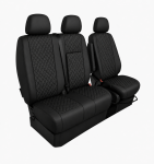 Set Huse din Piele Ecologica pentru Mercedes Sprinter W906 2006-2018 – Negru cu Cusatura Neagra