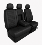 Set Huse din Piele Ecologica pentru Mercedes Sprinter W906 2006-2018 – Negru cu Cusatura Neagra