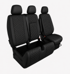 Set Huse din Piele Ecologica pentru Mercedes Sprinter W906 2006-2018 – Negru cu Cusatura Neagra