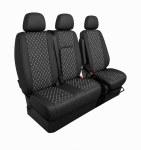 Set Huse din Piele Ecologica pentru Mercedes Sprinter W906 2006-2018 – Negru cu Cusatura Alba