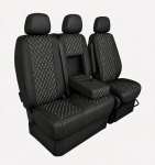 Set Huse din Piele Ecologica pentru Mercedes Sprinter W906 2006-2018 – Negru cu Cusatura Alba