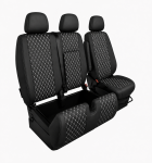 Set Huse din Piele Ecologica pentru Mercedes Sprinter W906 2006-2018 – Negru cu Cusatura Alba