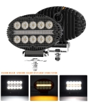 10 LED Halogen cu Lumina Alba si DRL Portocalie, 2000LM, 9-30V, IP67, 5 Moduri de Functionare, Mod Stroboscopic si Semnal Dinamic