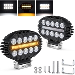 10 LED Halogen cu Lumina Alba si DRL Portocalie, 2000LM, 9-30V, IP67, 5 Moduri de Functionare, Mod Stroboscopic si Semnal Dinamic