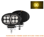 8 LED Halogen cu Lumina Alba si DRL Portocalie, 4000LM, 9-30V, IP67, 5 Moduri de Functionare, Mod Stroboscopic si Semnal Dinamic 