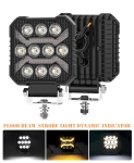 10 LED Halogen cu Lumina Alba si DRL Portocalie, 1700LM, 17W, 9-30V, IP68, 7 Moduri de Functionare, Mod Stroboscopic si Semnal Dinamic